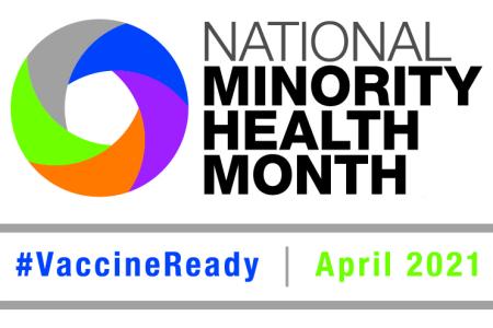 Minority Health Month 2021 logo including a color wheel and text