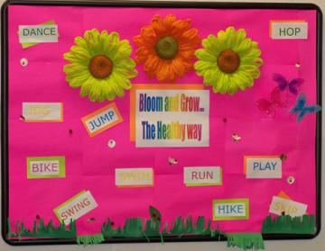 play, bulletin board, spring theme
